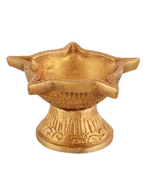 shopendhere brass round diya (5 cm x 8 cm x 5 cm, bronze) - 11789435 - Very Small Image - 1
