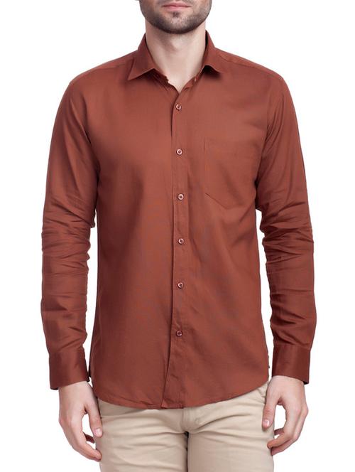 brown cotton casual shirt - 11789489 - Very Small Image - 1