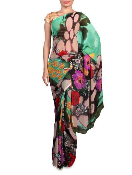 multicolour printed georgette saree - 1179739 - Very Small Image - 1