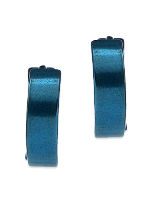 blue satin less steel hoop earrings - 11806995 - Very Small Image - 1