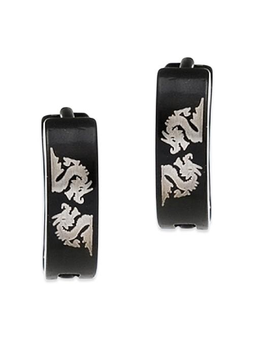 black satin less steel hoop earring - 11806996 - Very Small Image - 1