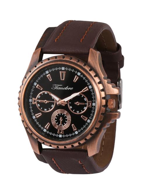 brown leather strap analog watch (tmgxblk203) - 11809653 - Very Small Image - 1