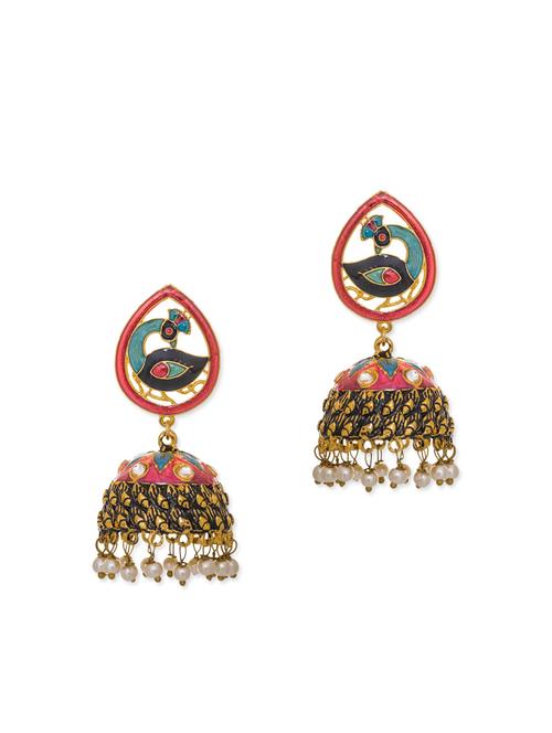 red metal drop earring - 11812494 - Very Small Image - 1