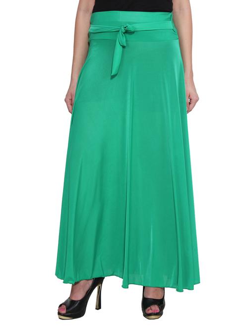 green viscose flared maxi skirt - 11821390 - Very Small Image - 1