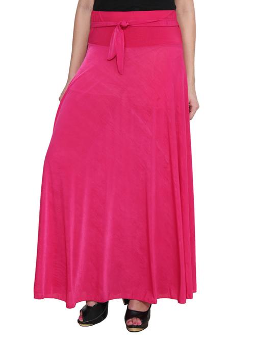 pink viscose flared maxi skirt - 11821392 - Very Small Image - 1