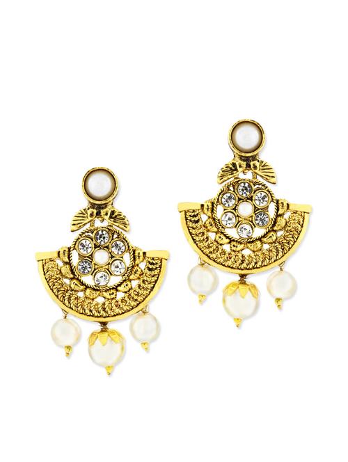 gold copper pearl earrings - 11827449 - Very Small Image - 1