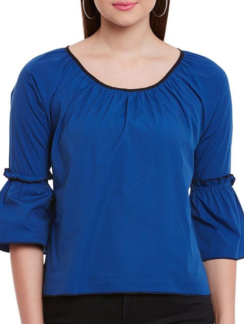 solid blue cotton top - 11831379 - Very Small Image - 1