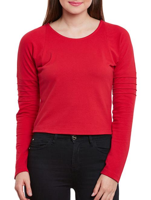 solid red cotton crop top - 11831392 - Very Small Image - 1
