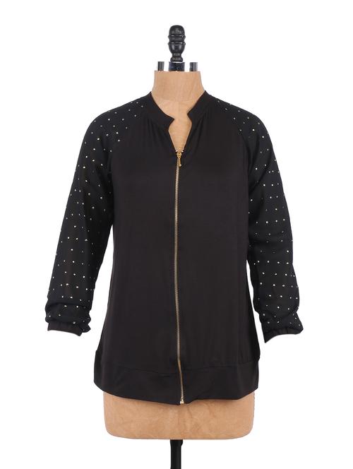 solid color embellished sleeve jacket - 1183160 - Very Small Image - 1
