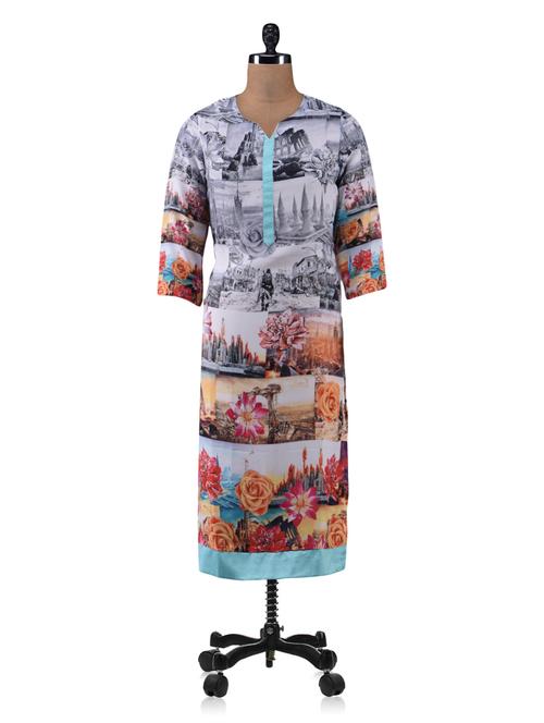 Multicolour digital printed georgette kurti - 1183408 - Very Small Image - 1