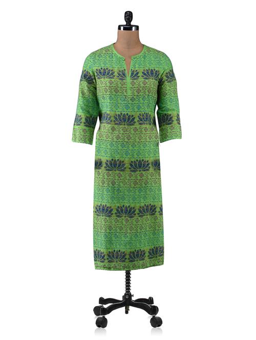 green block printed cotton kurti - 1183427 - Very Small Image - 1