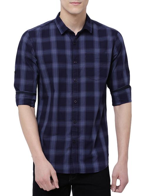 navy blue cotton casual shirt - 11834829 - Very Small Image - 1