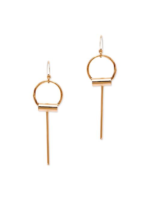 gold metal drop earring - 11835299 - Very Small Image - 1