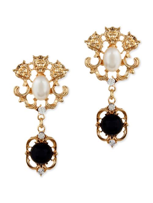 gold metal drop earring - 11835361 - Very Small Image - 1
