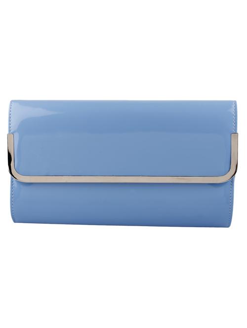 blue solid leatherette clutch - 11835557 - Very Small Image - 1