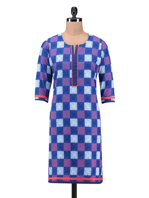 blue cotton printed kurti - 1184124 - Very Small Image - 1