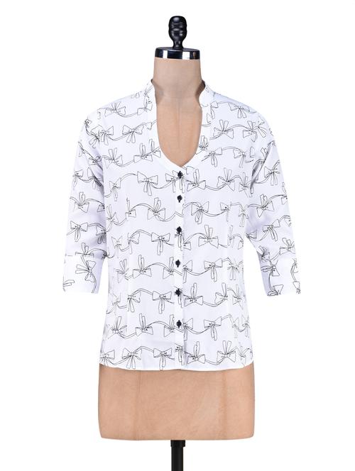 white bow printed polyester top - 1184371 - Very Small Image - 1