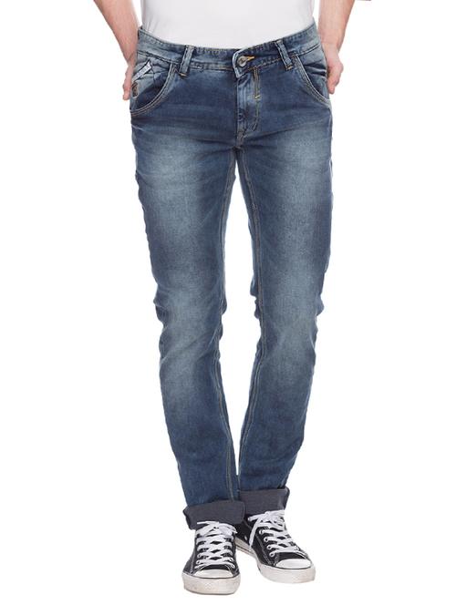 spykar mens blue skinny fit low rise jeans (actif) - 11855342 - Very Small Image - 1