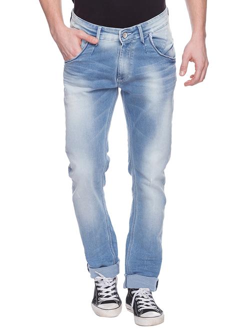 spykar mens mid blue skinny fit low rise jeans (actif) - 11855349 - Very Small Image - 1