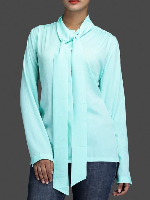 solid mint green polycrepe top - 1185597 - Very Small Image - 1