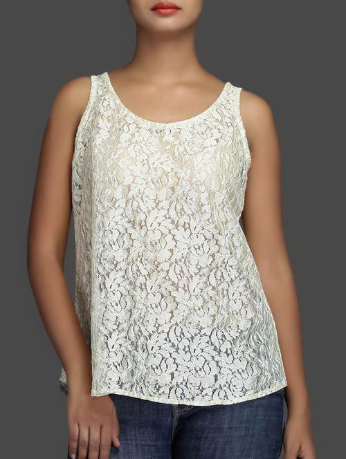 off-white laced sleeveless top - 1185603 - Very Small Image - 1