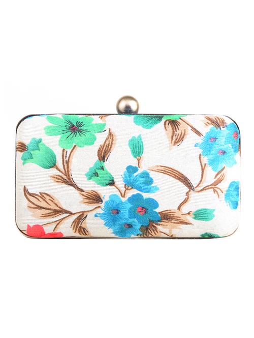 white floral printed polyester clutch - 11856887 - Very Small Image - 1