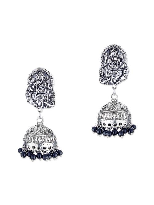 silver metal jhumka earrings - 11857418 - Very Small Image - 1