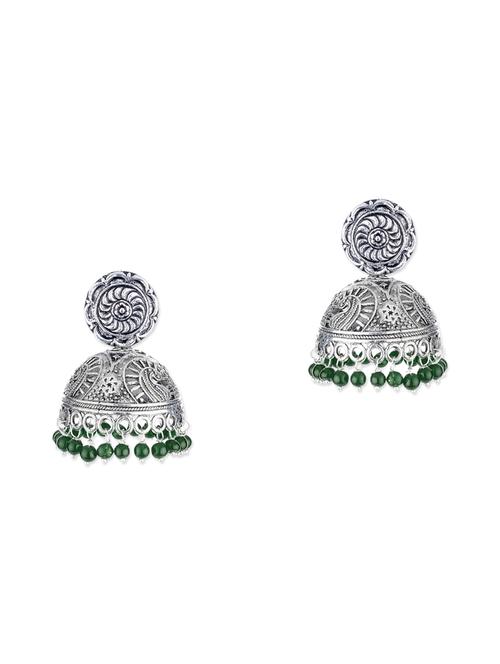 silver metal jhumka earrings - 11857429 - Very Small Image - 1