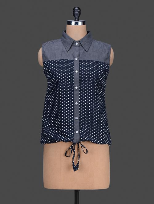 sleeveless polka dot printed shirt - 1185885 - Very Small Image - 1