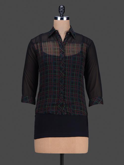 quarter sleeves checks printed shirt - 1185887 - Very Small Image - 1