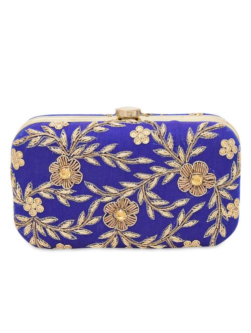 royal blue embellished polyester box clutch - 1186002 - Very Small Image - 1