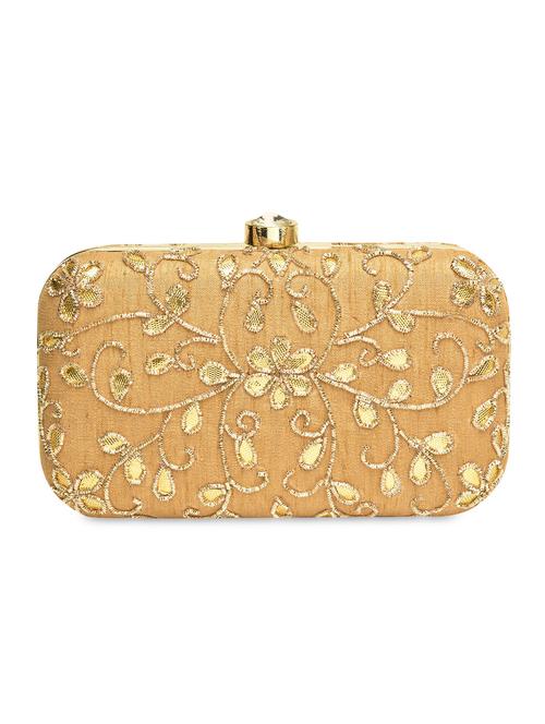 gold polysilk embellished clutch - 1186003 - Very Small Image - 1