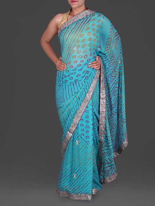 Sky blue Georgette Saree With Gota Patti Work - 1186288 - Very Small Image - 1