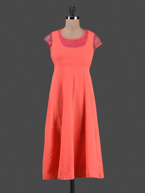 round neck lace yoke & cap sleeves tunic - 1186838 - Very Small Image - 1