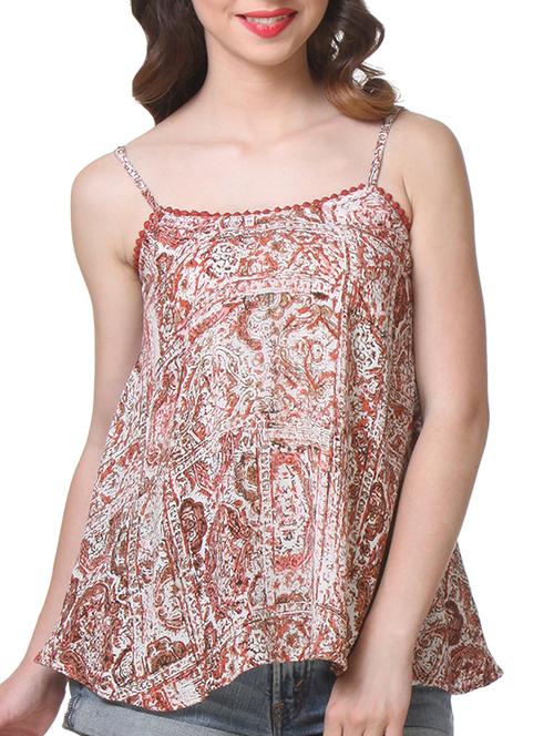 pom pom border printed rayon top - 1187009 - Very Small Image - 1