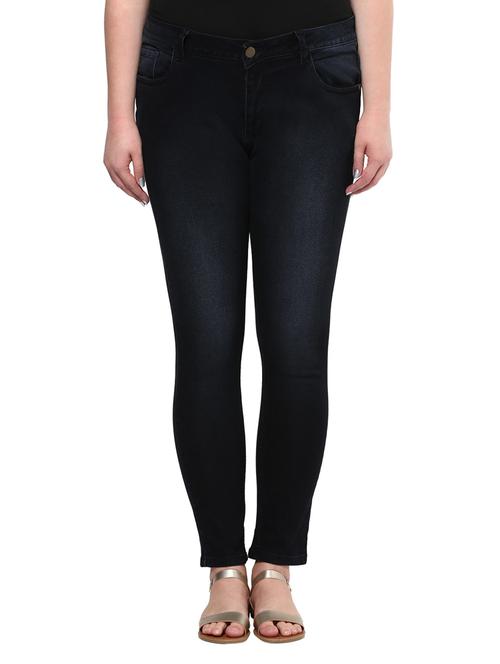 zush black color mid rise plus sized women's cotton jeans - 11872365 - Very Small Image - 1