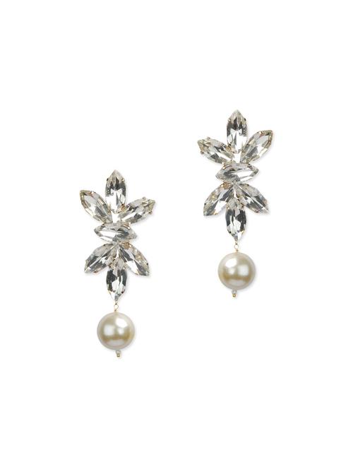 white marquese stone earrings with a white pearl drop - 11875406 - Very Small Image - 1