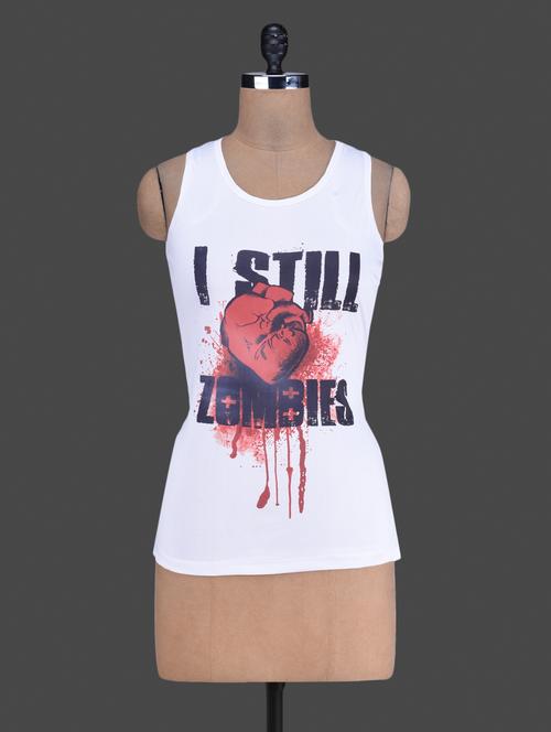 white heart printed racerback t-shirt - 1188060 - Very Small Image - 1