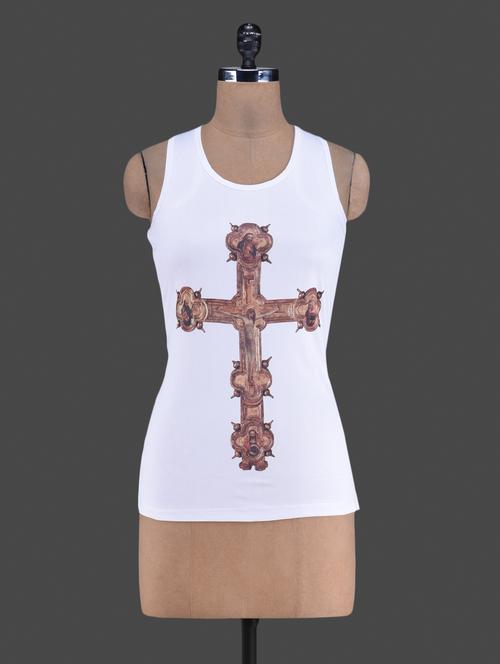 cross printed racerback t-shirt - 1188068 - Very Small Image - 1