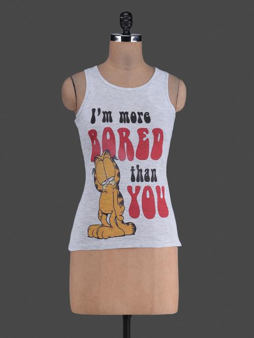 "i'm bored..." printed racerback t-shirt - 1188083 - Very Small Image - 1