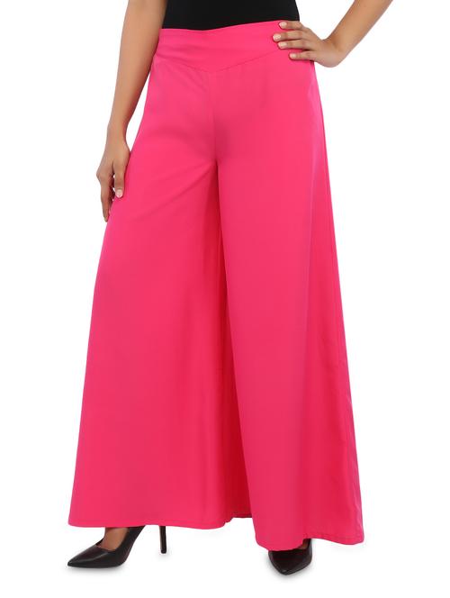 plain solid pink crepe palazzo - 1188359 - Very Small Image - 1