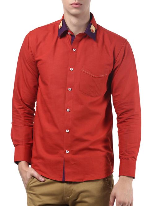 red cotton casual shirt - 11902372 - Very Small Image - 1