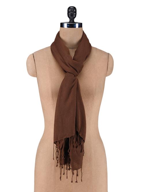 brown plain viscose scarf - 1190495 - Very Small Image - 1