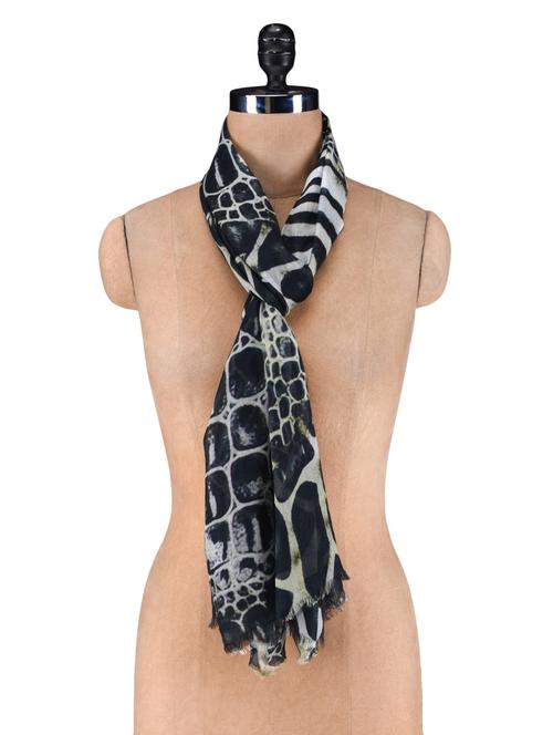 black animal printed stole - 1190531 - Very Small Image - 1