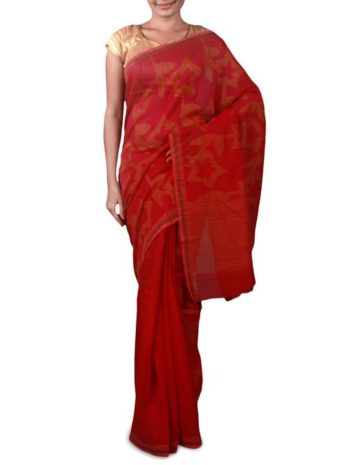 red linen silk saree - 1190908 - Very Small Image - 1
