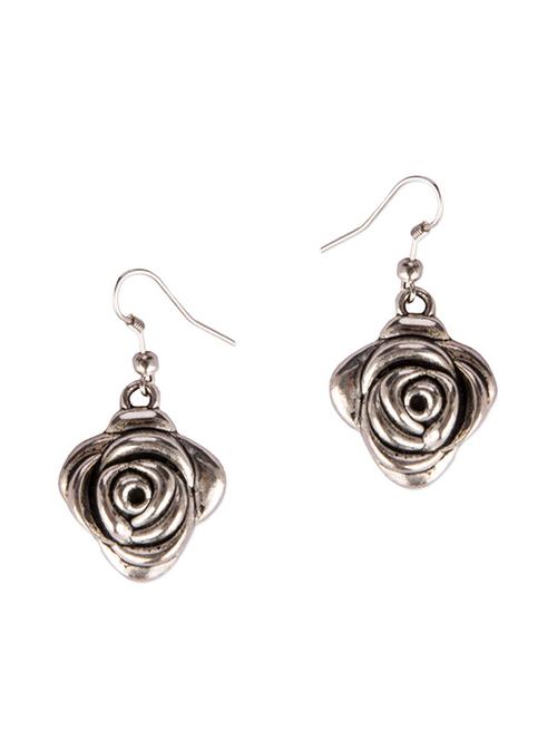 Diva Walk rose shaped silver drop earrings - 11910131 - Very Small Image - 1