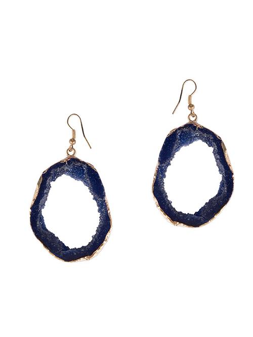 Diva Walk gold plated blue druzzy stone drop earrings - 11910136 - Very Small Image - 1