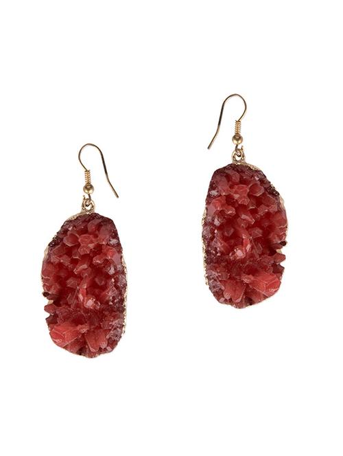 Diva Walk gold plated red druzzy stone drop earrings - 11910141 - Very Small Image - 1