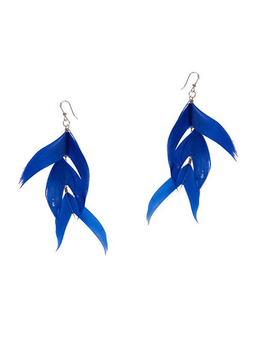 Diva Walk silver & blue feather drop earrings - 11910146 - Very Small Image - 1