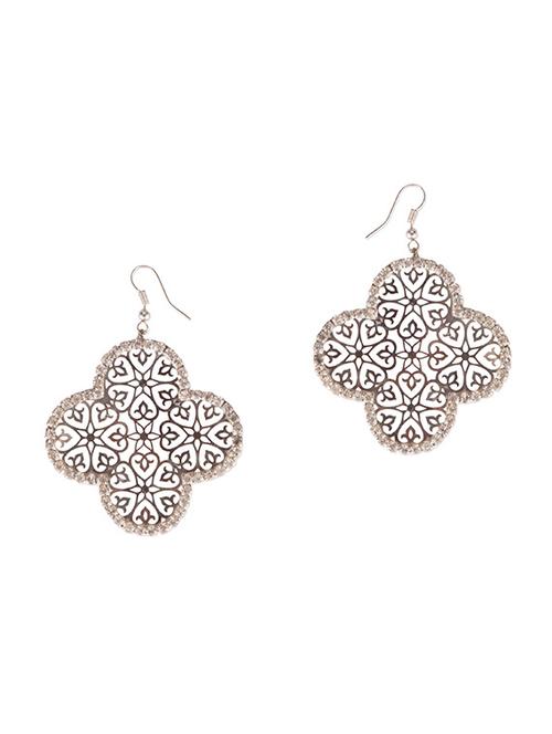 Diva Walk silver & bronze drop earrings with american diamonds - 11910160 - Very Small Image - 1